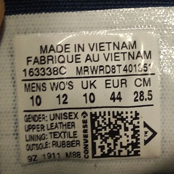 Converse CTAS High Top Leather Shoes Navy/Indigo Sz M10/W12 163338C - Picture 12 of 12